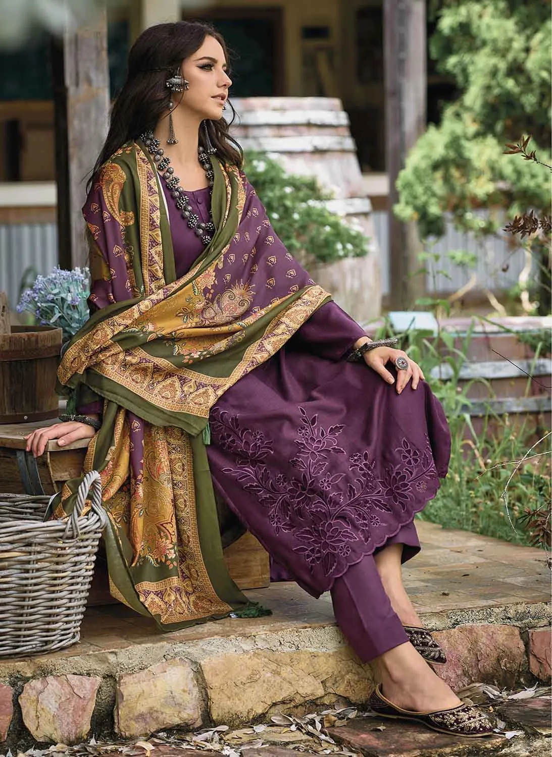 Pure Pashmina Designer Unstitched Women Winter Suits Dress Materials