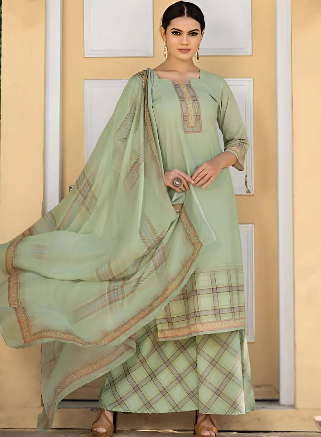 Rivaa Green Pashmina Unstitched Winter Suit Dress Material for Ladies