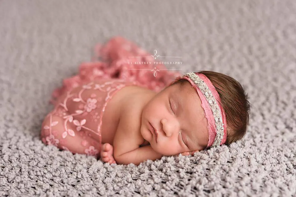 Rose Pink Flower Tassel Lace Wrap Newborn Swaddle