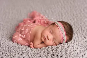 Rose Pink Flower Tassel Lace Wrap Newborn Swaddle