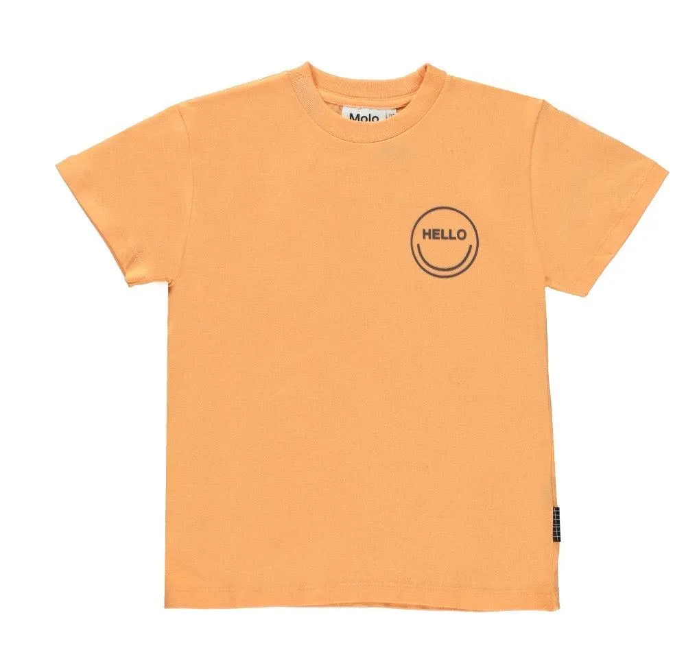 Roxo Organic Cotton Tee with Smiley Face | Papaya | Molo