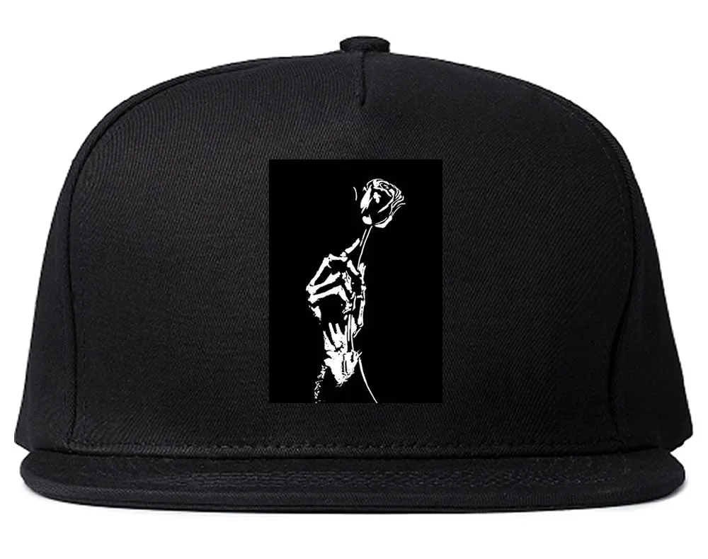 Skeleton Hand Rose Snapback Hat Cap