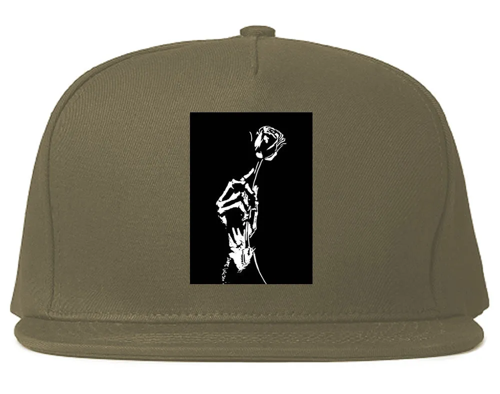 Skeleton Hand Rose Snapback Hat Cap