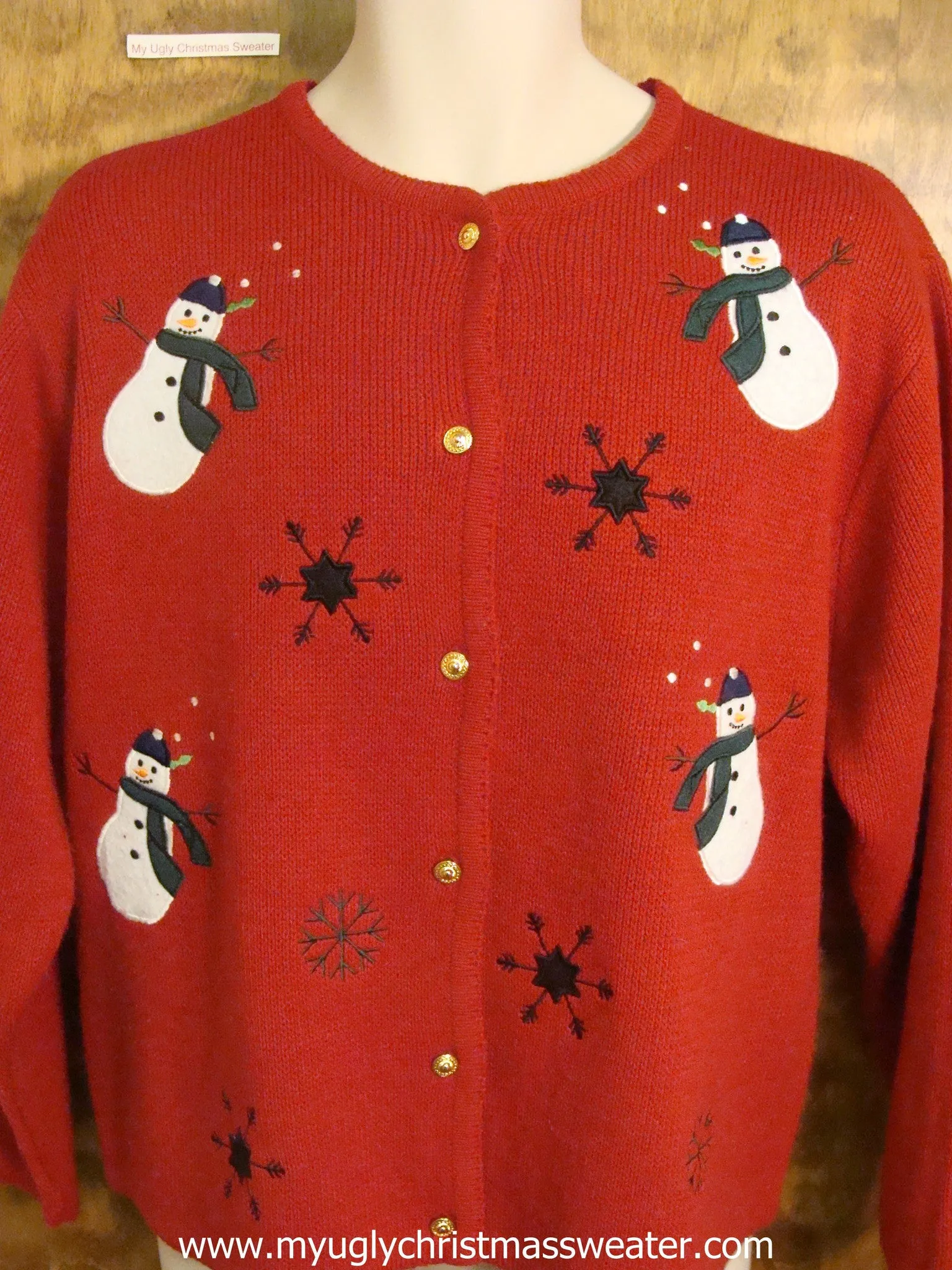 Snowman Wrapped in Scarves Ugly Christmas Sweater