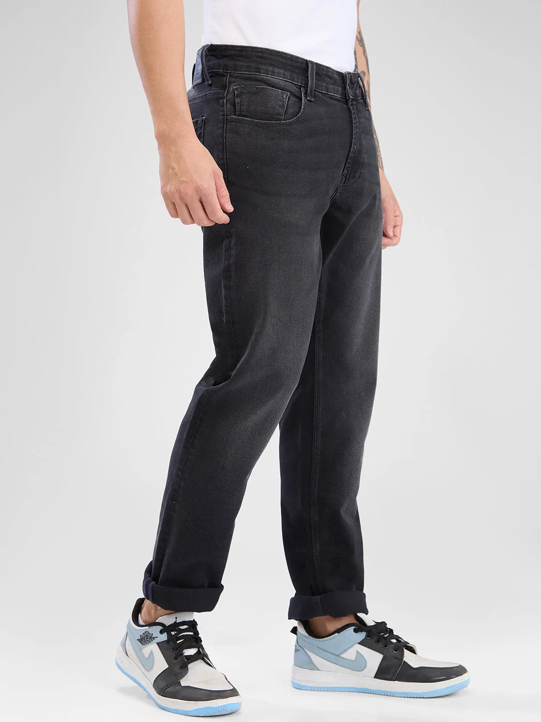 Spykar Carbon Black Regular Jeans For Men