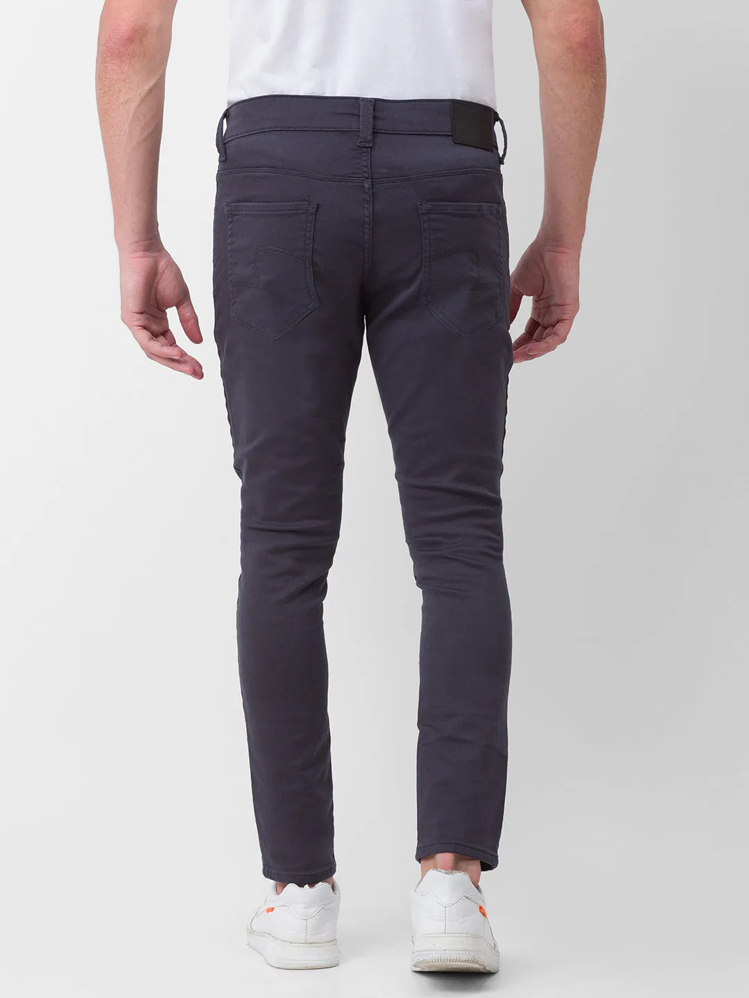 Spykar Dark Grey Cotton Slim Fit Tapered Length Jeans For Men (Kano)