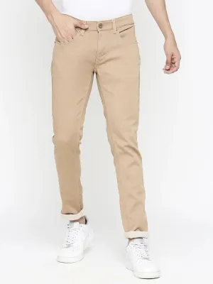 Spykar Men Beige Cotton Slim Fit Tapered Length Jeans (Skinny)