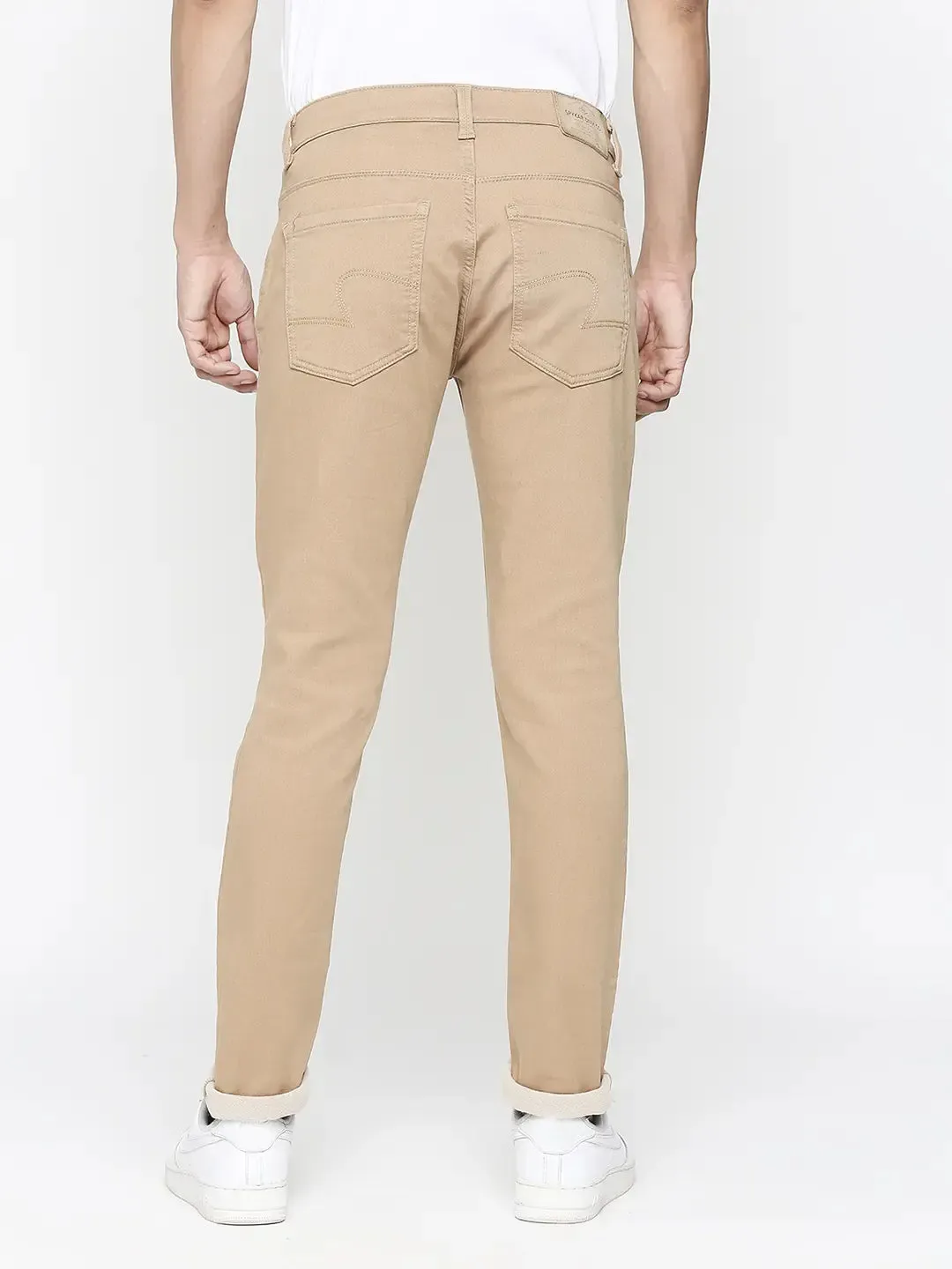 Spykar Men Beige Cotton Slim Fit Tapered Length Jeans (Skinny)