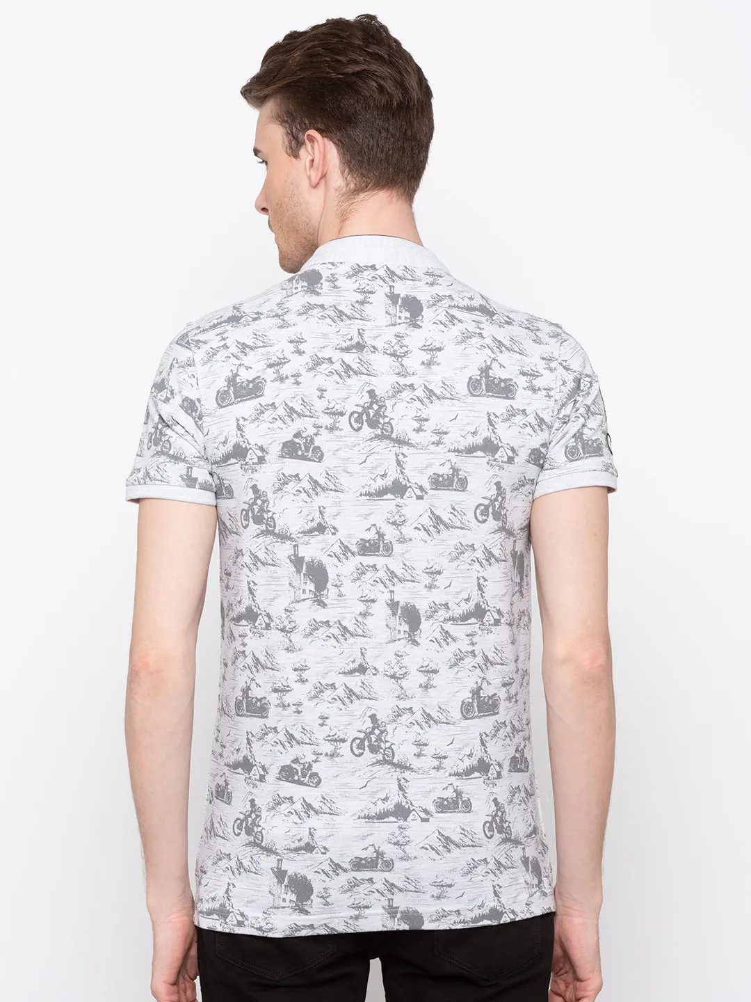 Spykar Men Grey Cotton Printed Half Sleeve M and arin T-Shirt