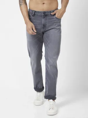 Spykar Men Grey Cotton Stretch Comfort Fit Straigth Length Clean Look Mid Rise Jeans (Ricardo)