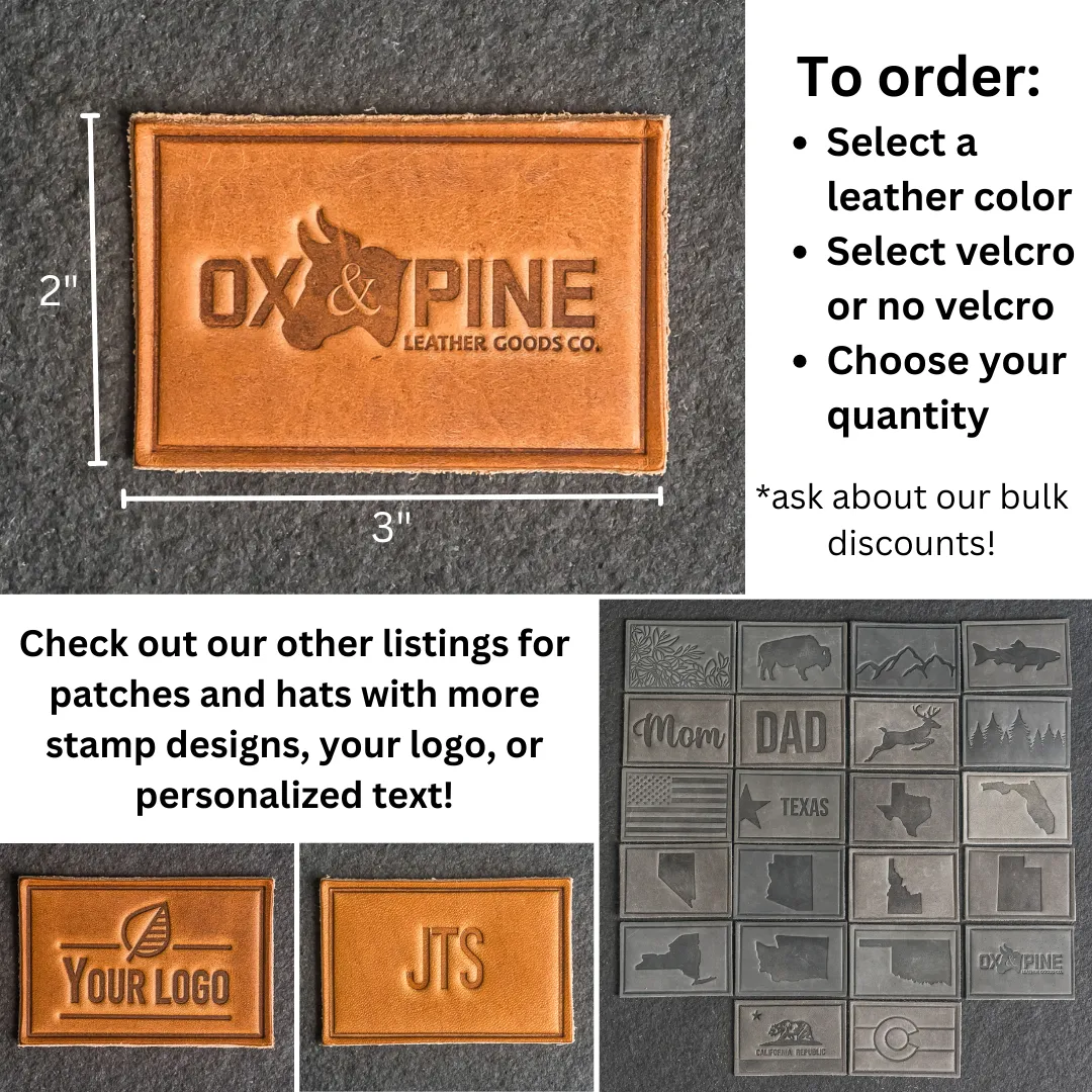 Texas Leather Patches with optional Velcro added