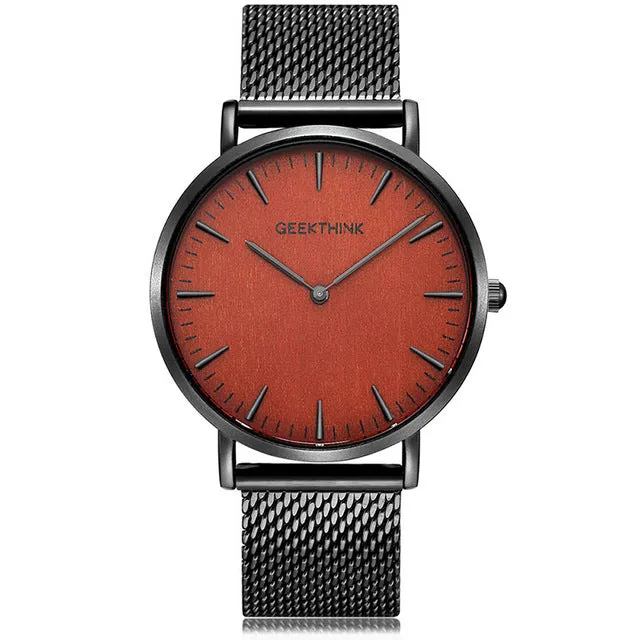 Top Brand Luxury Quartz Watch men Casual Black Japan quartz-watch stainless steel Wooden Face ultra thin clock male Relogio New