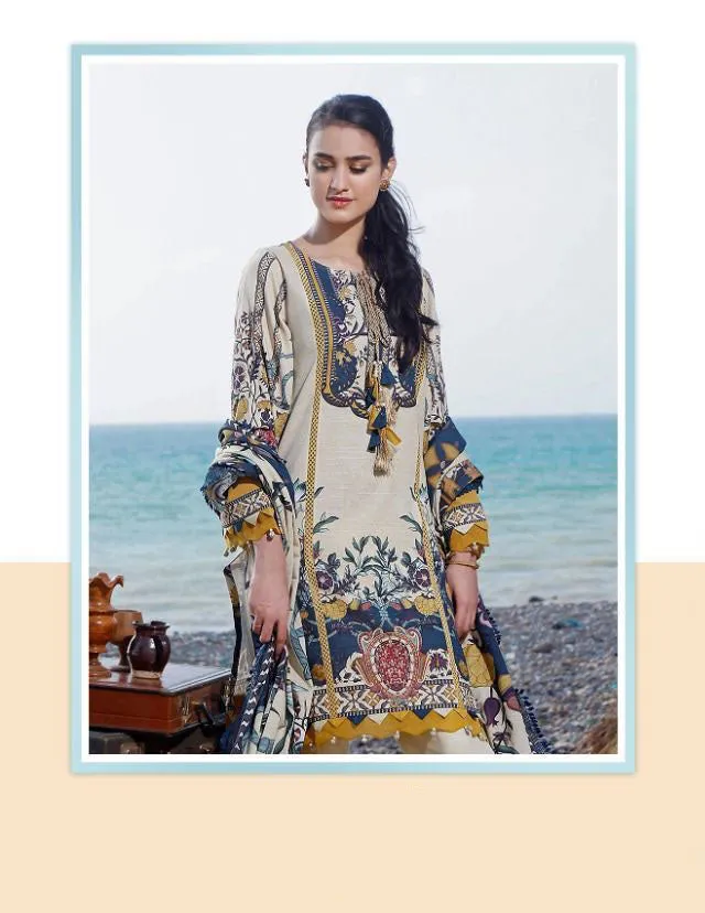 Unstitched Beige Ayesha Zara Pakistani Style Salwar Suits