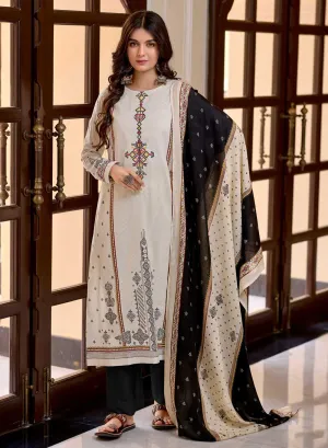 Unstitched Cambric Cotton Salwar Suit with Embroidery for Women