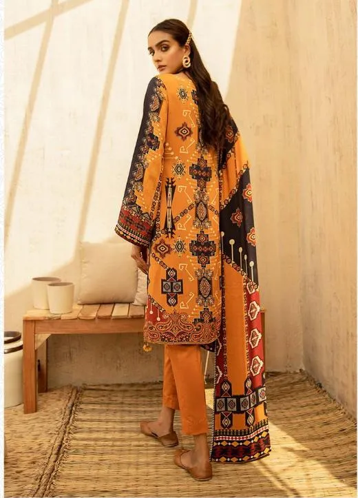 Unstitched Cotton Yellow Pakistani Suit Dress Material