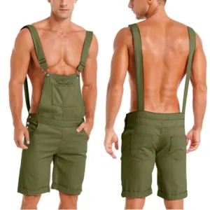 Wiaofellas  -  Loose Large Casual Summer Strap Pants Vintage Men Rompers Straight Shorts Fashion Sexy Sportsshorts Overalls Workwear Jumpsuit