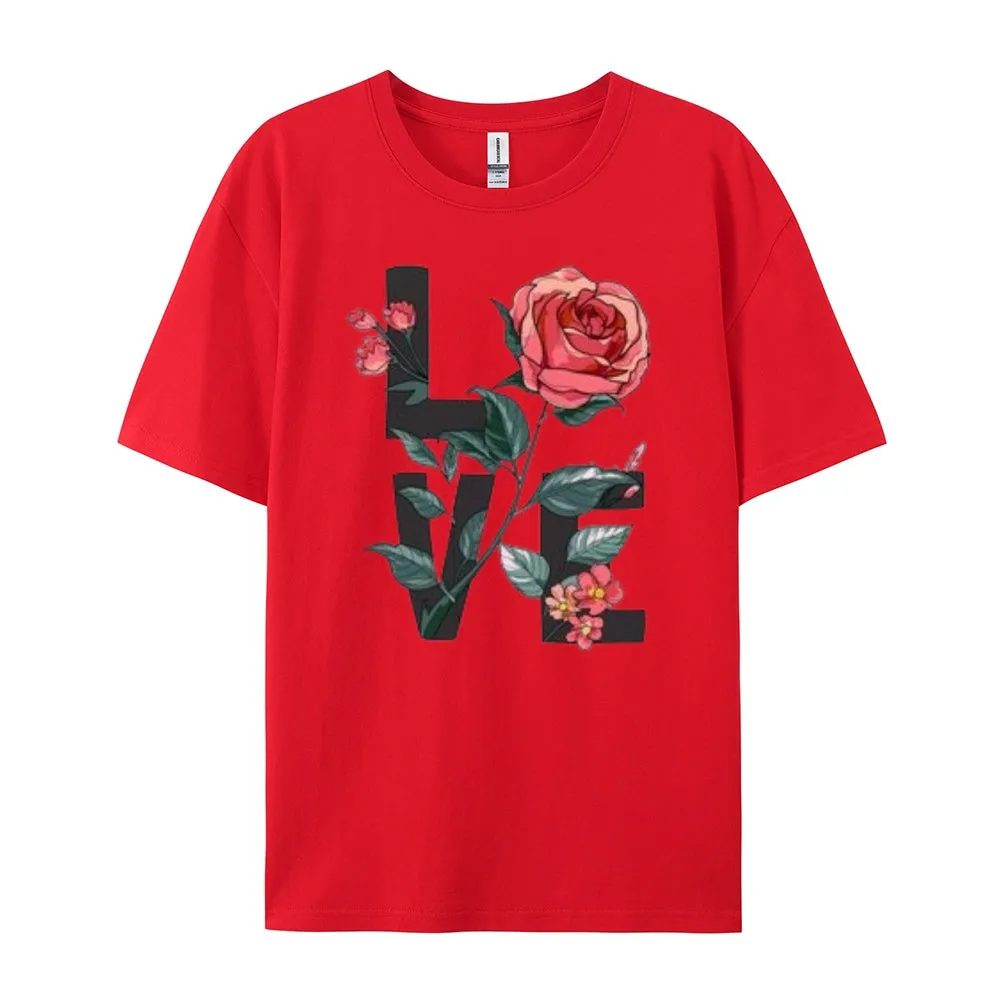 Women Love Flower Print Graphic T-shirt